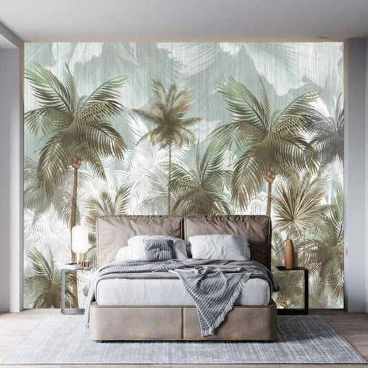 Tropical Plant Rain Forest Coconut Trees Wallpaper Wall Mural Home Decor