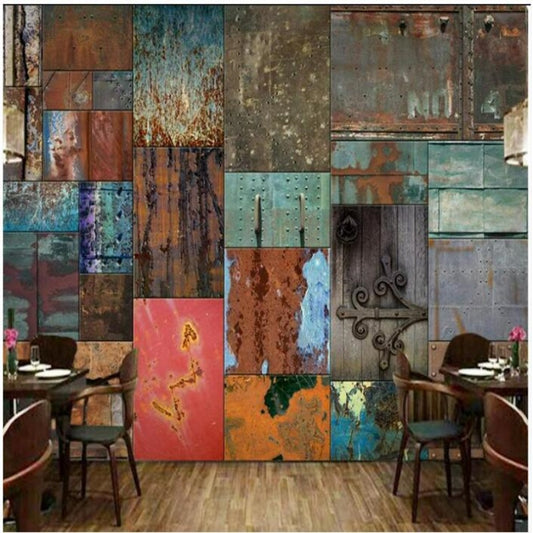 Retro European Style Iron Sheet Rust Wallpaper Wall Mural Home Decor