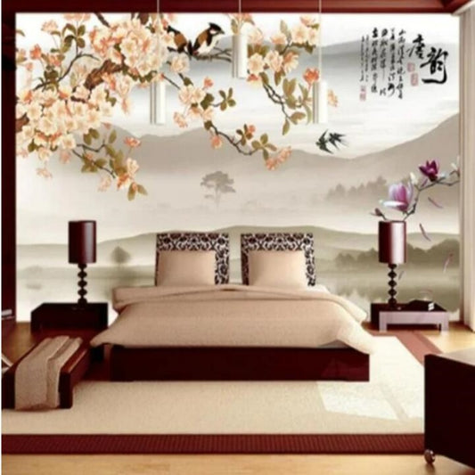 Chinoiserie Flowers and Birds Wallpaper Wall Mural Home Decor