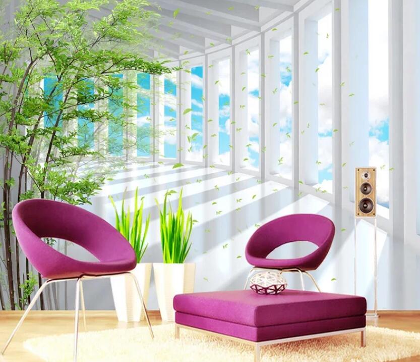 Blue Sky Green Tree Space Expansion Wallpaper Wall Mural Home Decor