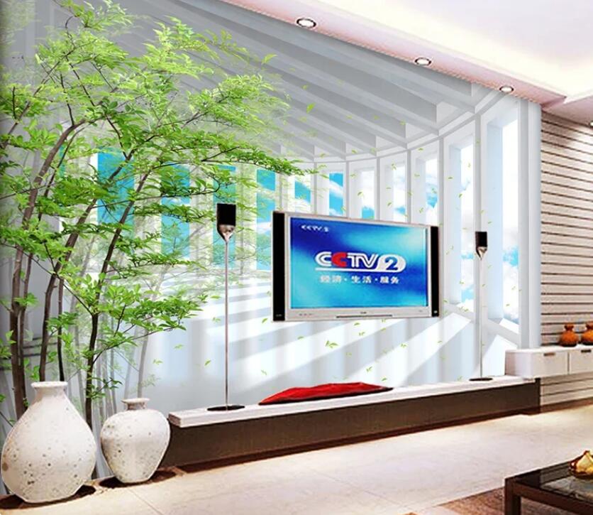 Blue Sky Green Tree Space Expansion Wallpaper Wall Mural Home Decor