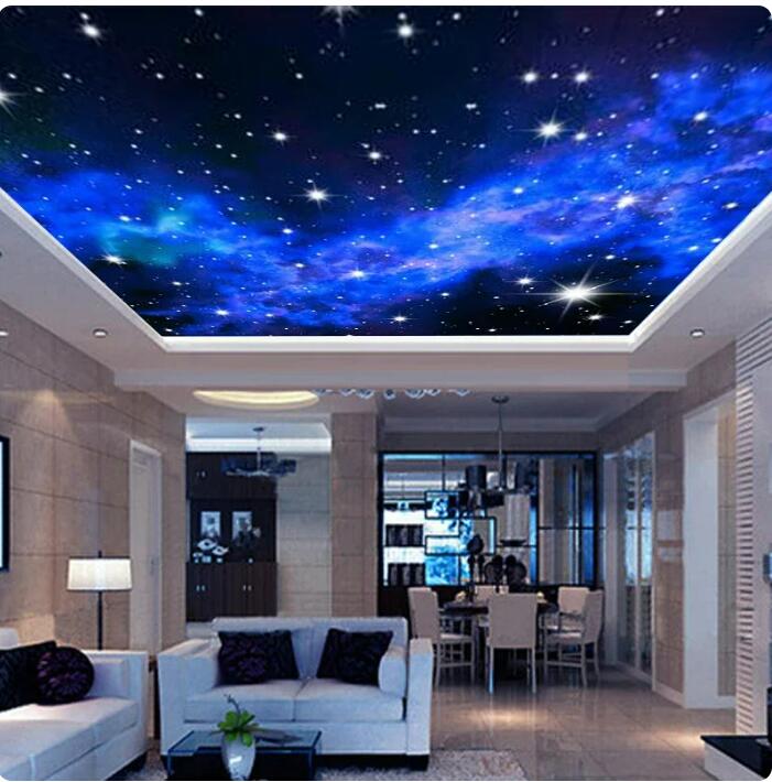 Interior Milky Way Stars Ceiling Wallpaper Wall Mural Home Decor
