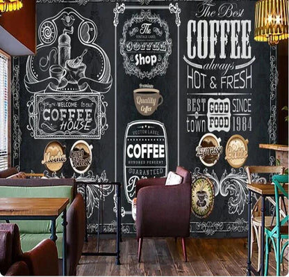 Retro Creative Graffiti Cafe Restaurant Wallpaper Wall Mural Home Decor