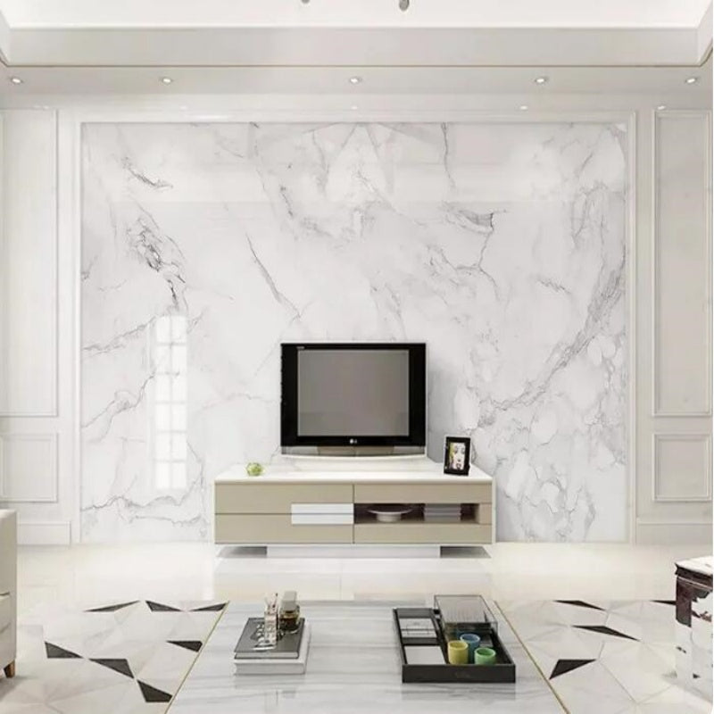 White Simple Marble Wallpaper Wall Mural Home Decor