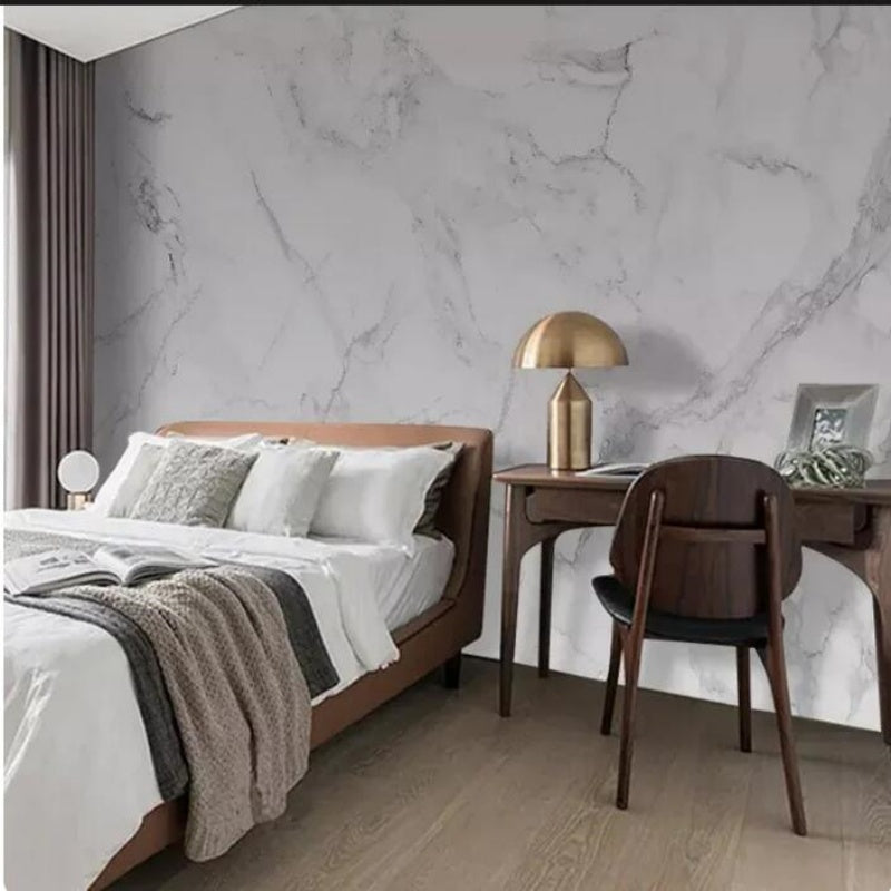 White Simple Marble Wallpaper Wall Mural Home Decor