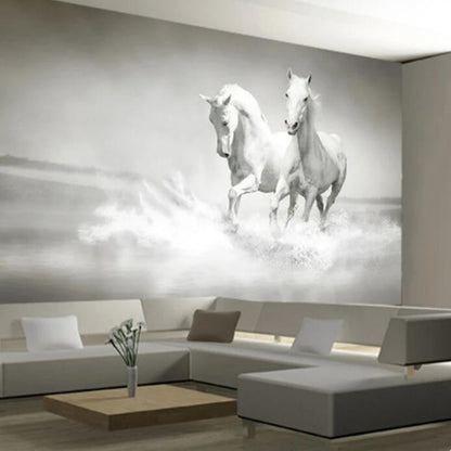 White Running Horse Wallpaper Wall Mural Home Decor