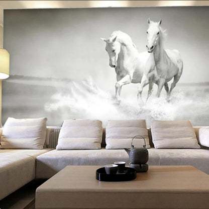 White Running Horse Wallpaper Wall Mural Home Decor