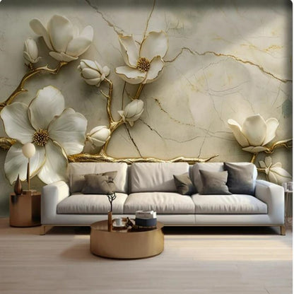 3D Relief Jewelry Flower Wallpaper Wall Mural Home Decor