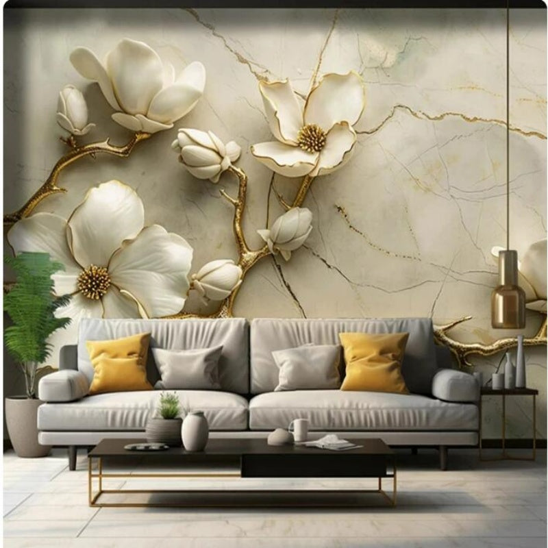 3D Relief Jewelry Flower Wallpaper Wall Mural Home Decor