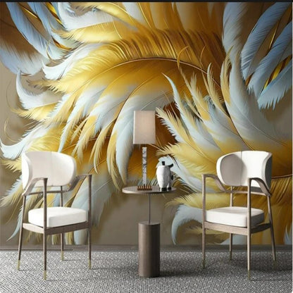 Luxury Simplicity Gold Feather Wallpaper Wall Mural Home Decor