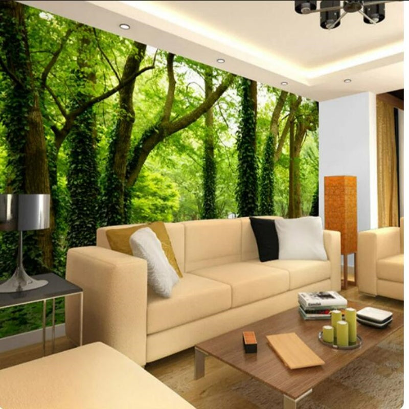 Simple Green Forest Nature Landscape Wallpaper Wall Mural Home Decor