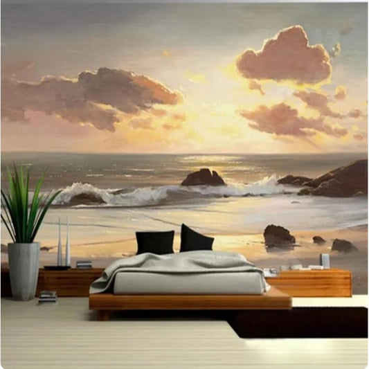 Sea Sunrise Sunset Beach Waves Nature Landscape Wallpaper Wall Mural Home Decor