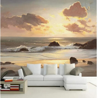 Sea Sunrise Sunset Beach Waves Nature Landscape Wallpaper Wall Mural Home Decor