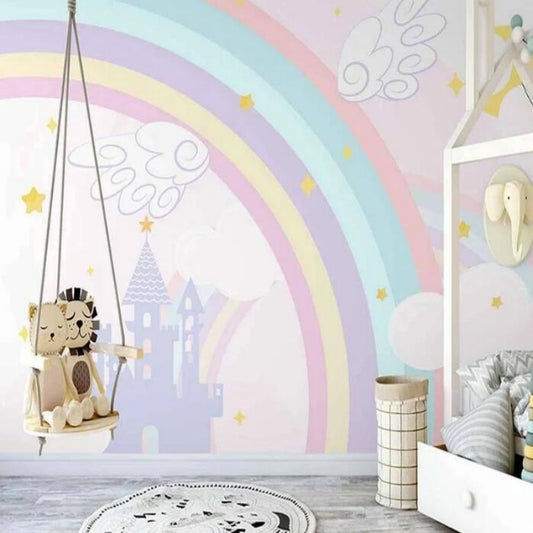 Cartoon Rainbow Castle Children's Room Wallpaper Wall Mural Home Decor