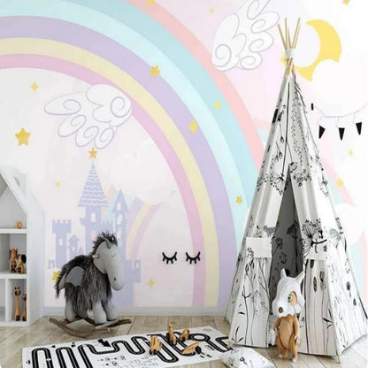 Cartoon Rainbow Castle Children's Room Wallpaper Wall Mural Home Decor