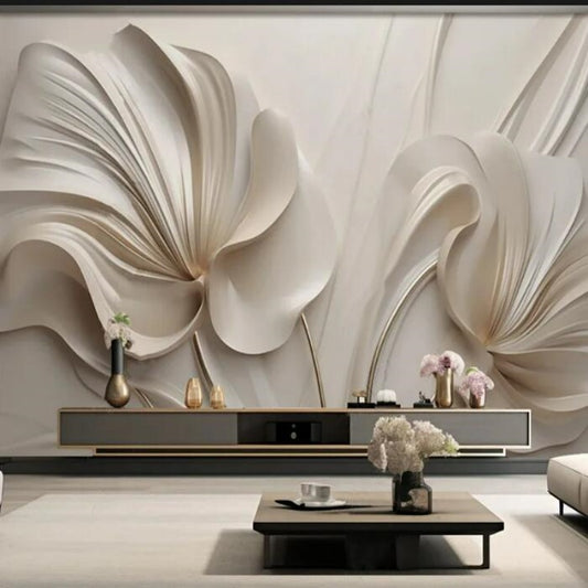 3D Light Luxury And Beautiful Morandi Relief Flower Wallpaper Wall Mural Home Decor