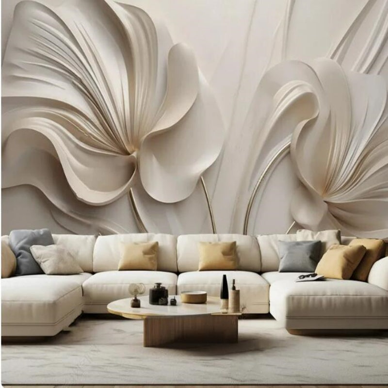 3D Light Luxury And Beautiful Morandi Relief Flower Wallpaper Wall Mural Home Decor