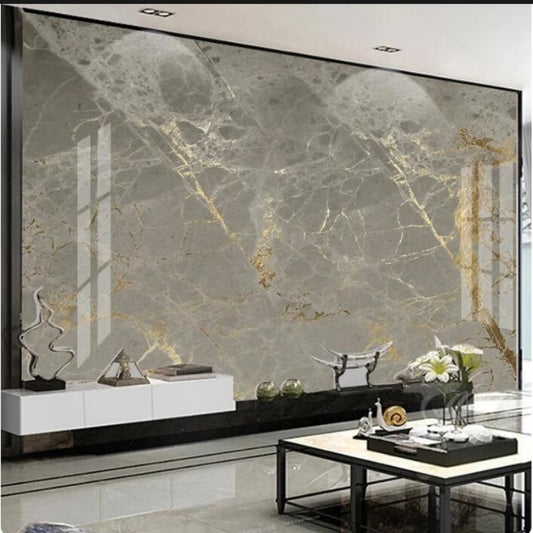 Modern Golden Gray Marble Wallpaper Wall Mural Home Decor