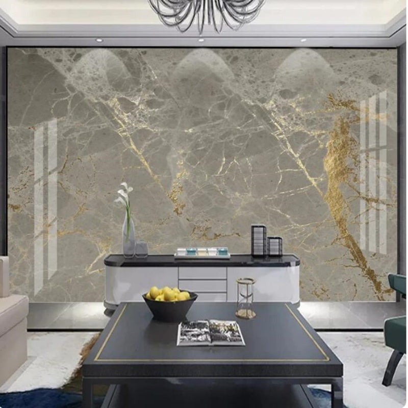 Modern Golden Gray Marble Wallpaper Wall Mural Home Decor