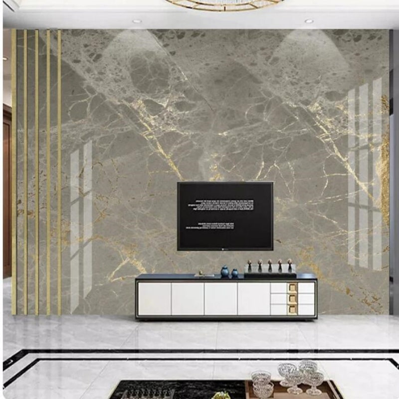 Modern Golden Gray Marble Wallpaper Wall Mural Home Decor