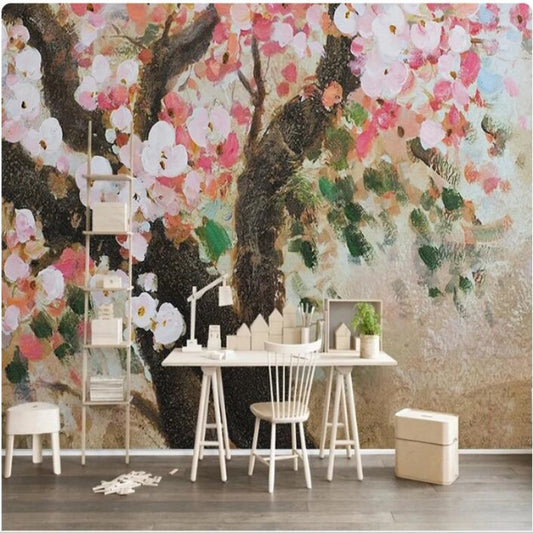 Pink Flower Tree Wallpaper Wall Mural Home Decor