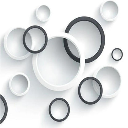 3D Stereo Modern Black And White Circles Wallpaper Wall Mural Home Decor