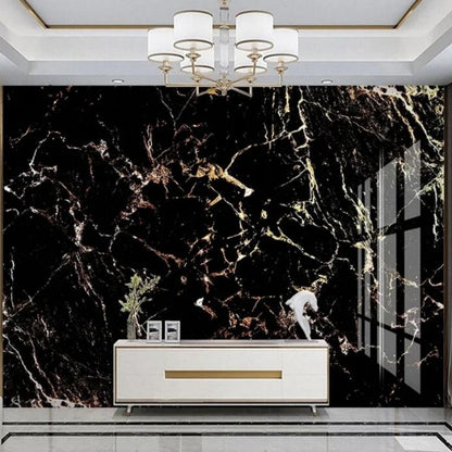 Modern Black Marble Golden Line Wallpaper Wall Mural Home Decor