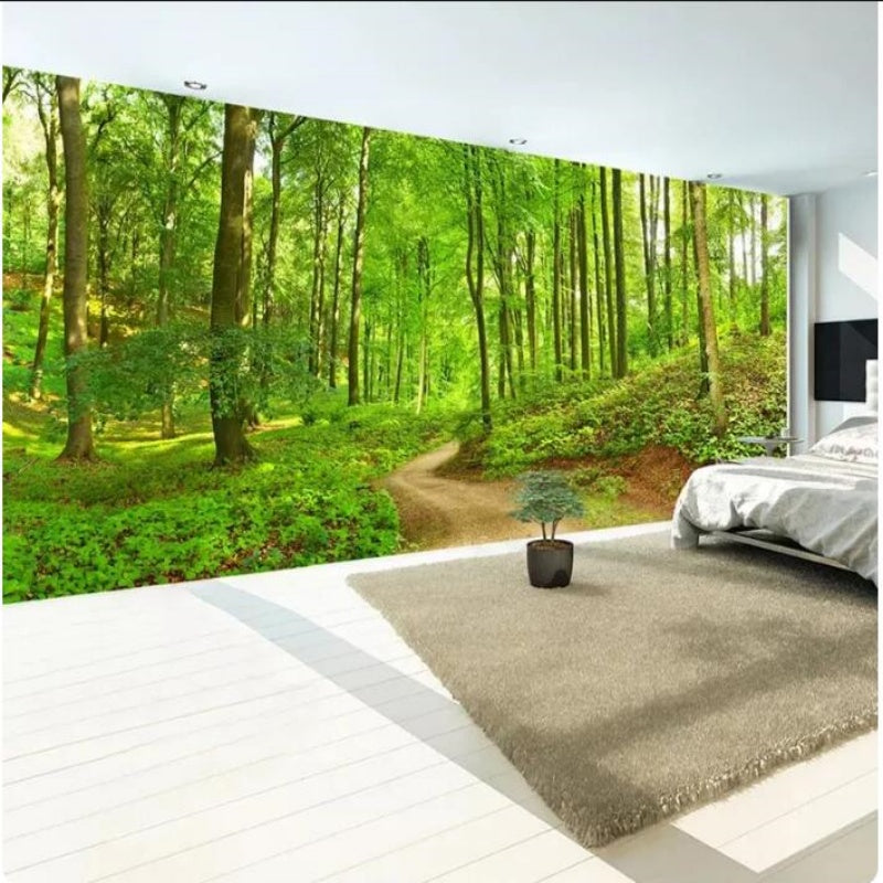 Forest Tree Small Road Wallpaper Wall Mural Home Decor