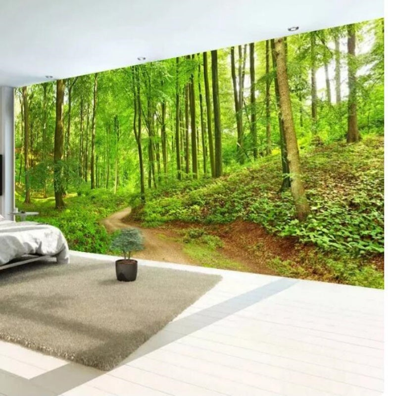 Forest Tree Small Road Wallpaper Wall Mural Home Decor