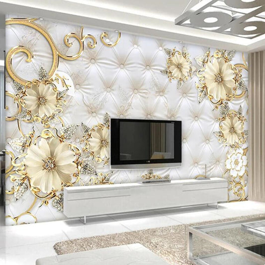 Jewelry Flowers Luxury Floral  Wallpaper Wall Mural