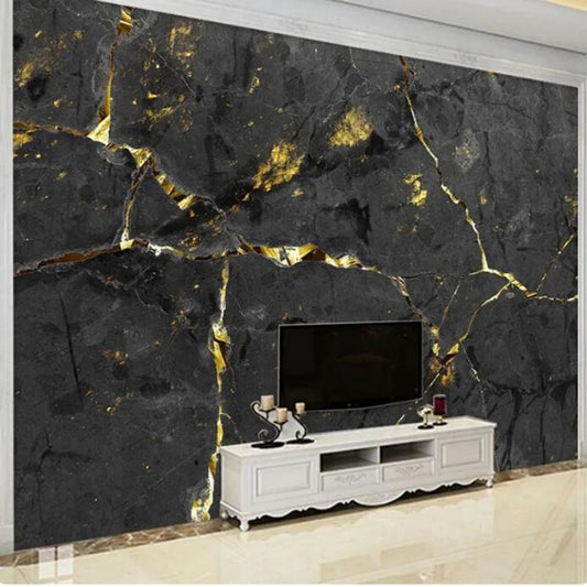 Luxury Black Golden Marble Wallpaper Wall Mural Home Decor
