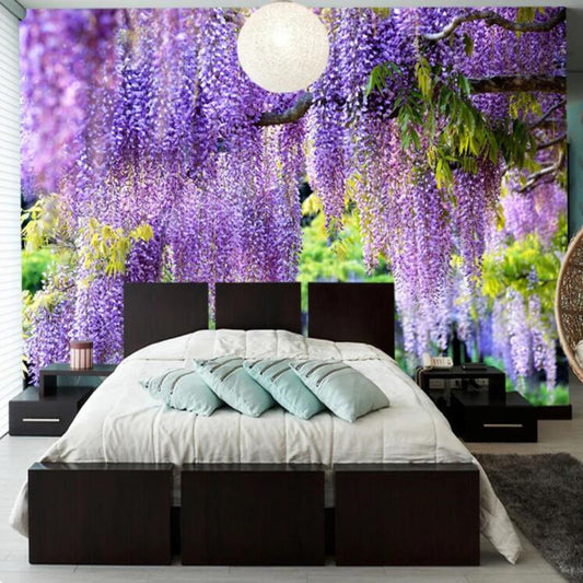 Romantic Purple Wisteria Flowers Vine Wallpaper Wall Mural