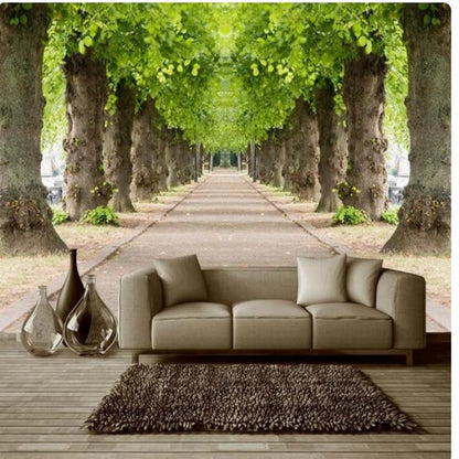 Tree  Forest Road Wallpaper Wall Mural Home Decor
