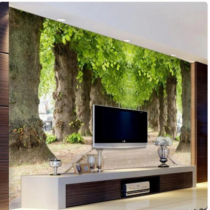 Tree  Forest Road Wallpaper Wall Mural Home Decor