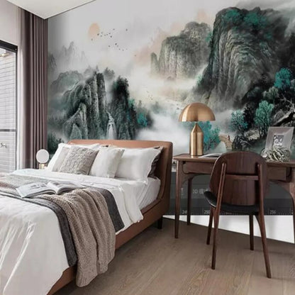 Chinese Style Mountain Water Landscape Wallpaper Wall Mural Home Decor