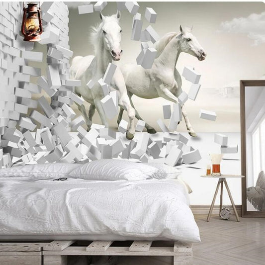 White Horse Wallpaper Wall Mural Home Decor