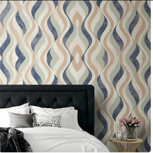 Simple Wave Stripes Wallpaper Wall Mural Home Decor