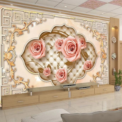 3D Embossed Rose Flower Wallpaper Wall Mural Home Decor