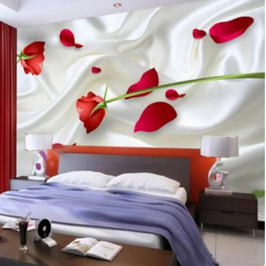 3D Stereo Red Rose Wallpaper Wall Mural Home Decor