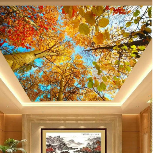 Autumn Leaves Nature Landscape Ceiling Wallpaper Wall Mural Home Decor