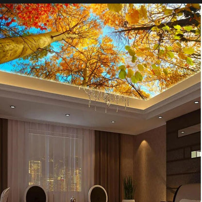 Autumn Leaves Nature Landscape Ceiling Wallpaper Wall Mural Home Decor
