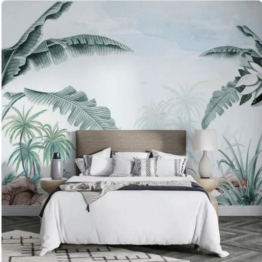 Tropical Plant Leaves Wallpaper Wall Mural Home Decor