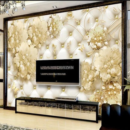 3D Pearls Flower Wallpaper Wall Mural Home Decor