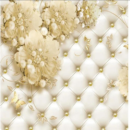 3D Pearls Flower Wallpaper Wall Mural Home Decor