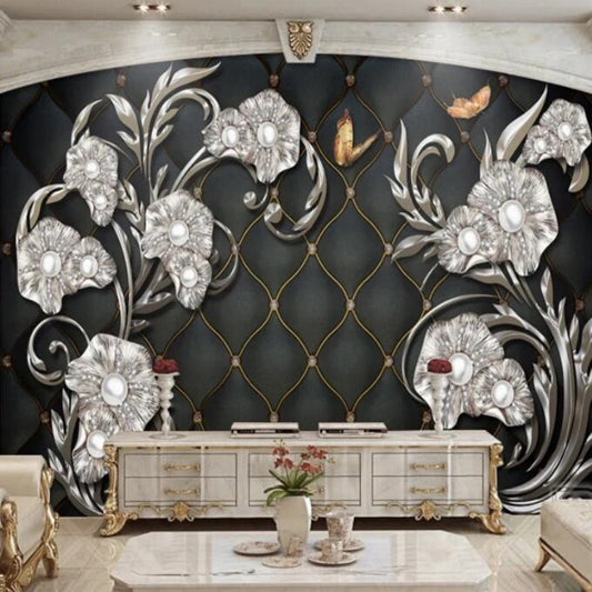 3D Stereo Flower Jewelry Wallpaper Wall Mural Home Decor