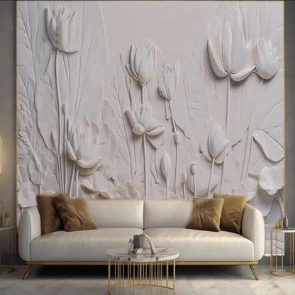 Modern Simple Art Lotus Flowers Floral Wallpaper Wall Mural