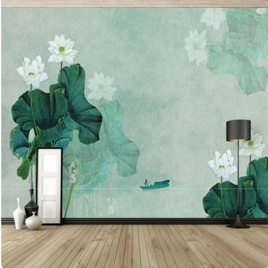 Ink Lotus Wallpaper Wall Mural Home Decor
