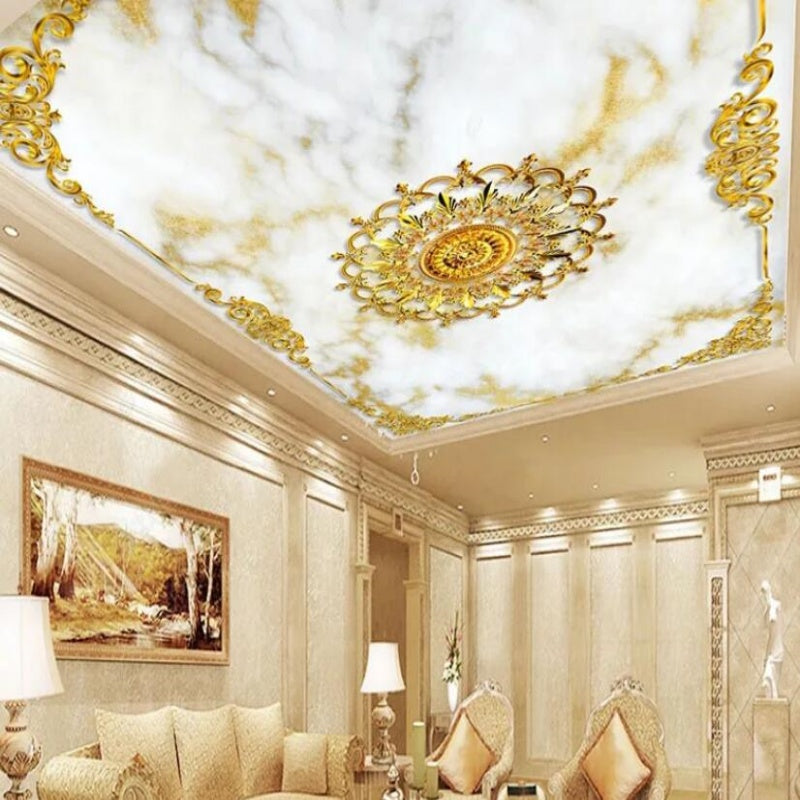 European Style Pattern Marble Ceiling Wallpaper Wall Mural Home Decor