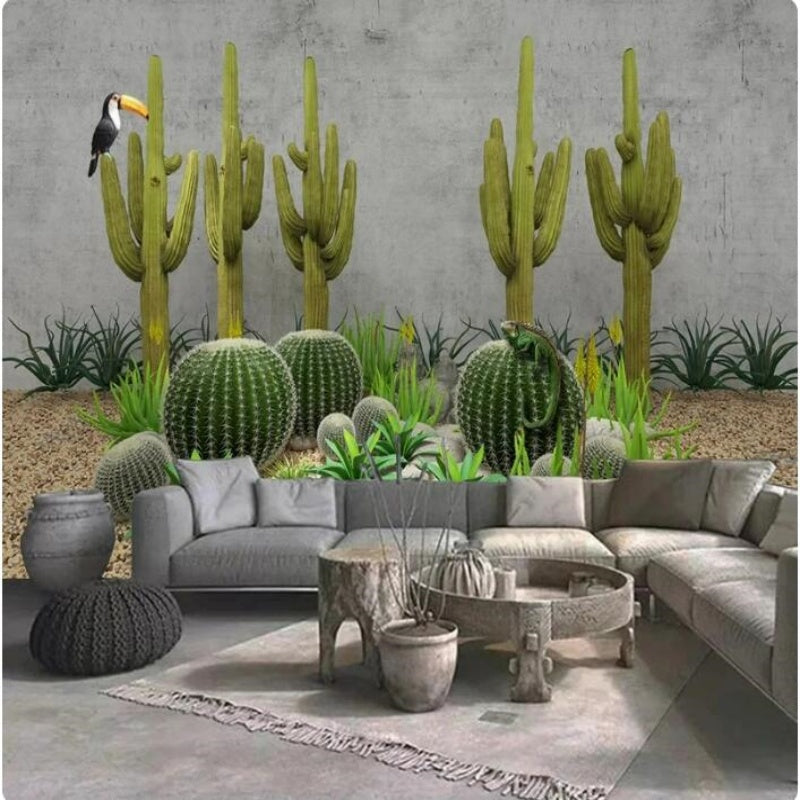 North Style Cactus Plant Toucan Wallpaper Wall Mural Home Decor