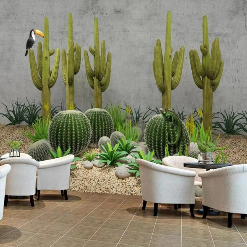 North Style Cactus Plant Toucan Wallpaper Wall Mural Home Decor